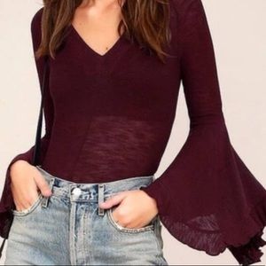 Free People Burgundy Top